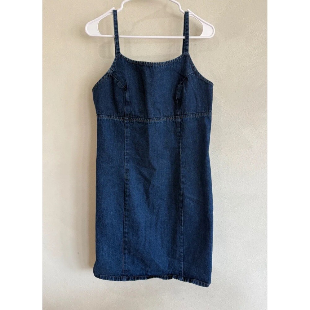Vtg Vintage Forenza Denim Jumper Dress Women’s 12 Blue Jean Straps Summer
